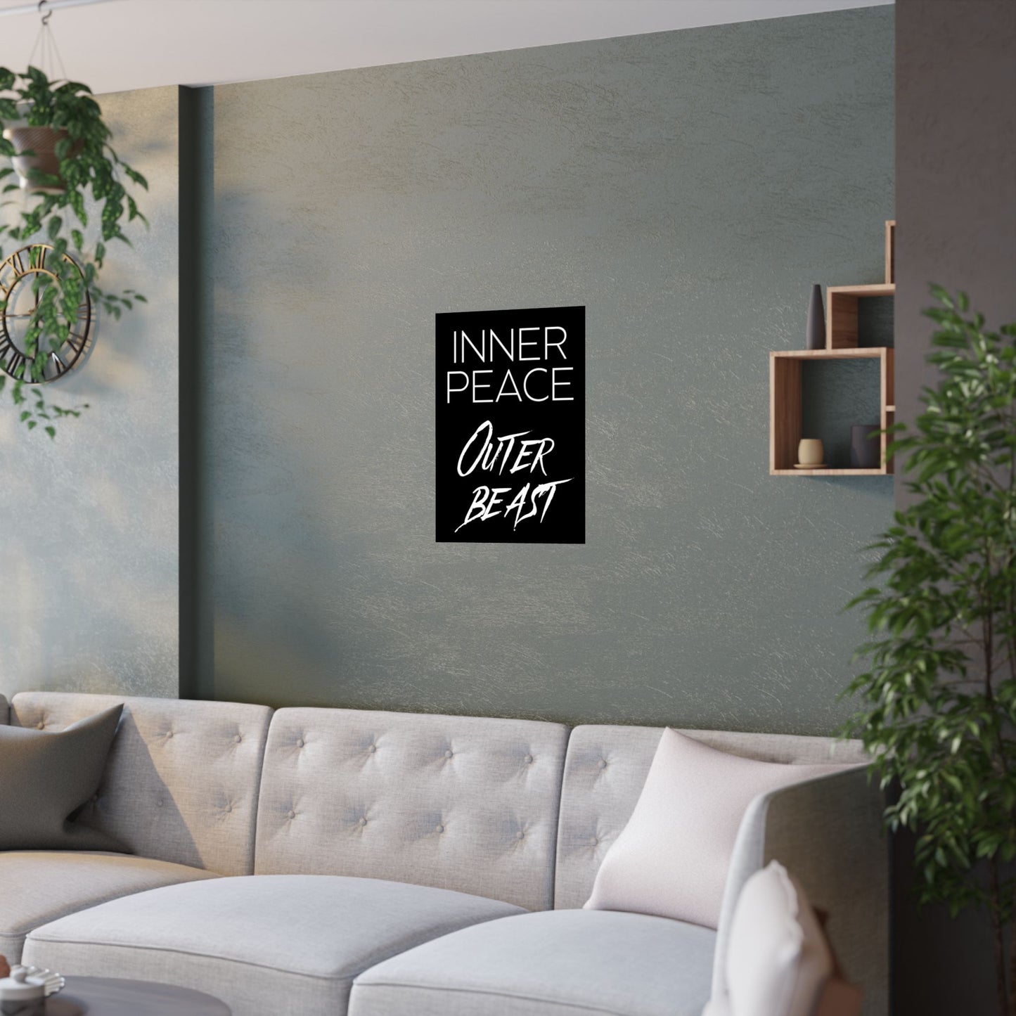 "Inner Peace, Outer Beast" Motivational Quote Wall Art