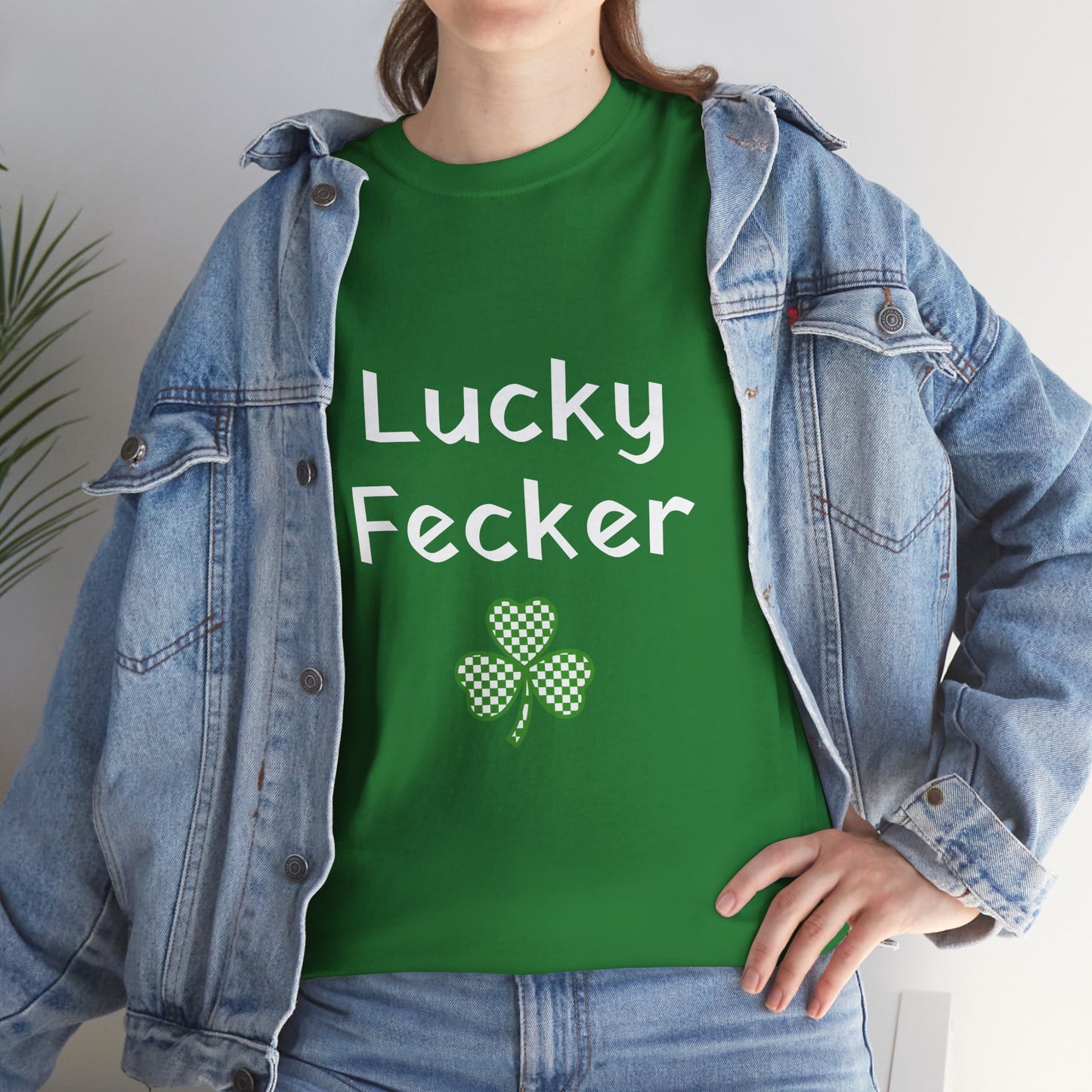 Irish Humor Unisex Heavy Cotton Tee - "Lucky Fecker"