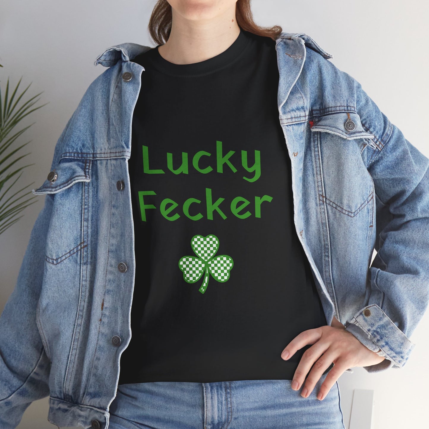 Irish Humor Unisex Heavy Cotton Tee - "Lucky Fecker"