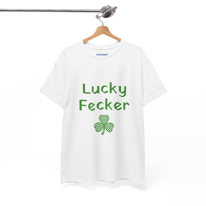 Irish Humor Unisex Heavy Cotton Tee - "Lucky Fecker"