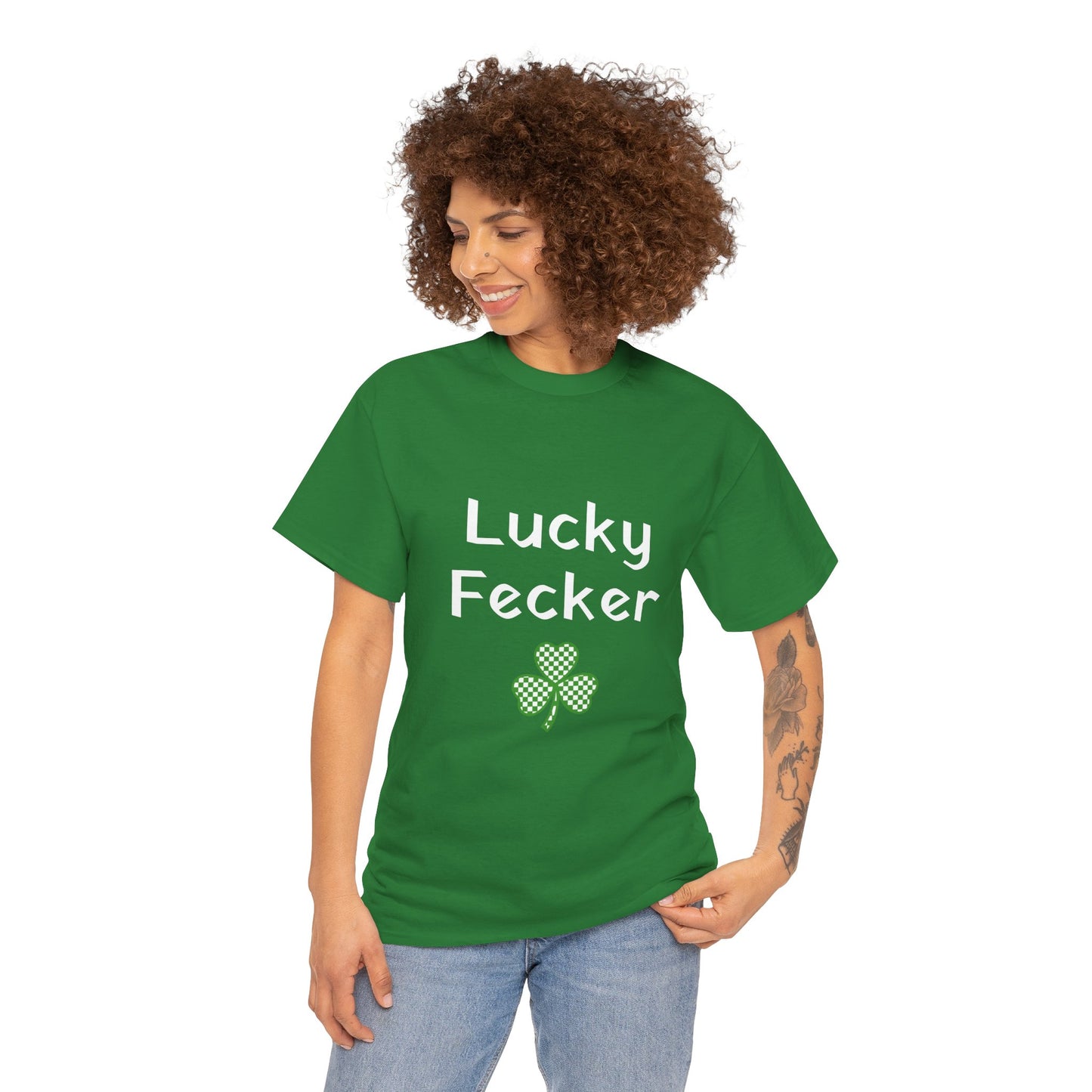 Irish Humor Unisex Heavy Cotton Tee - "Lucky Fecker"