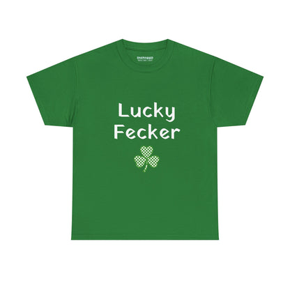 Irish Humor Unisex Heavy Cotton Tee - "Lucky Fecker"