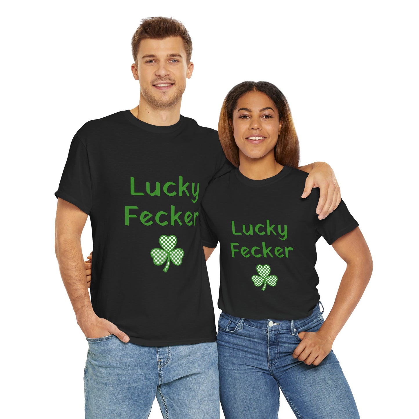 Irish Humor Unisex Heavy Cotton Tee - "Lucky Fecker"