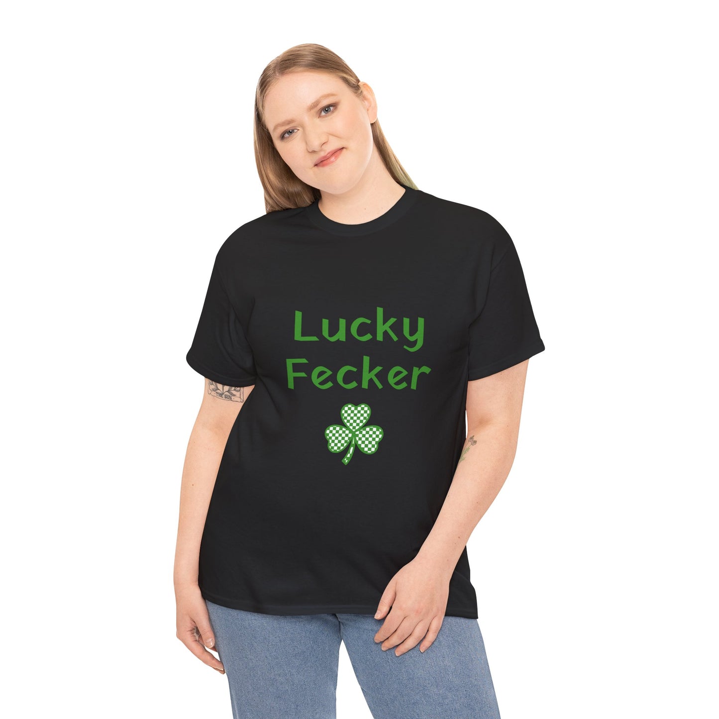 Irish Humor Unisex Heavy Cotton Tee - "Lucky Fecker"