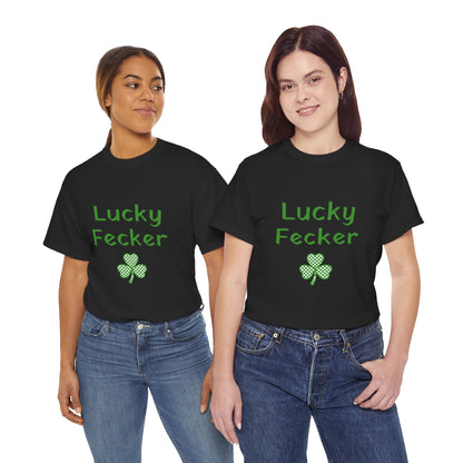 Irish Humor Unisex Heavy Cotton Tee - "Lucky Fecker"