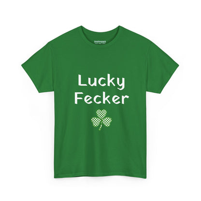 Irish Humor Unisex Heavy Cotton Tee - "Lucky Fecker"