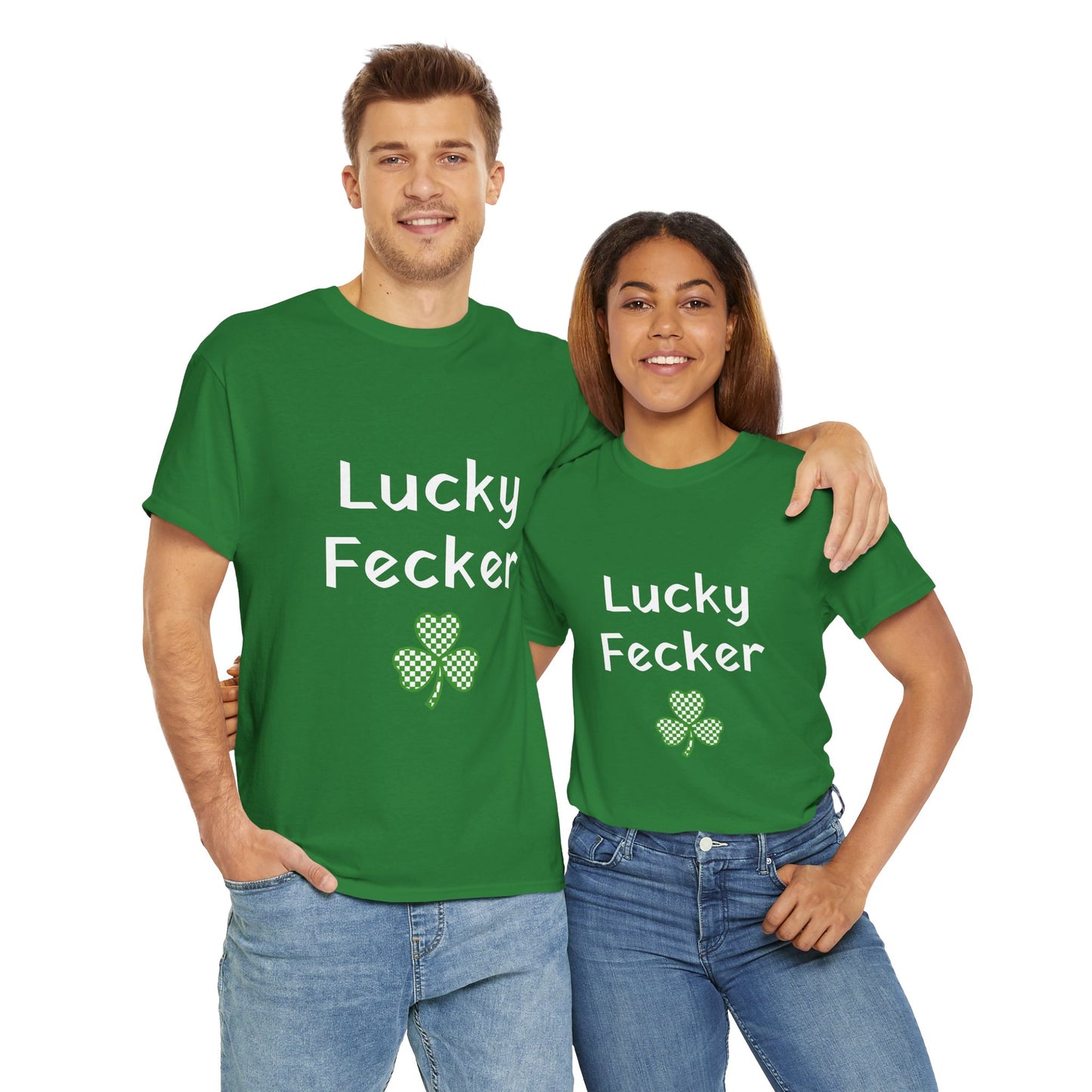 Irish Humor Unisex Heavy Cotton Tee - "Lucky Fecker"