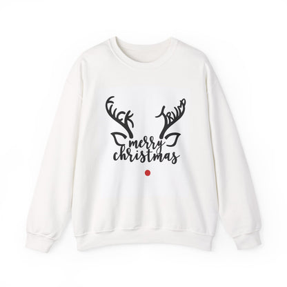 Christmas Reindeer Crewneck Sweatshirt — "Merry Christmas" Rudolph With A Hidden Message