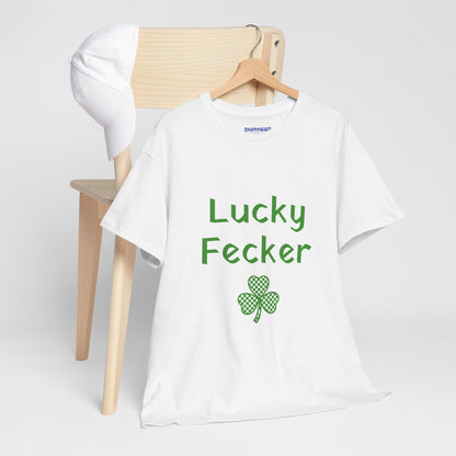 Irish Humor Unisex Heavy Cotton Tee - "Lucky Fecker"