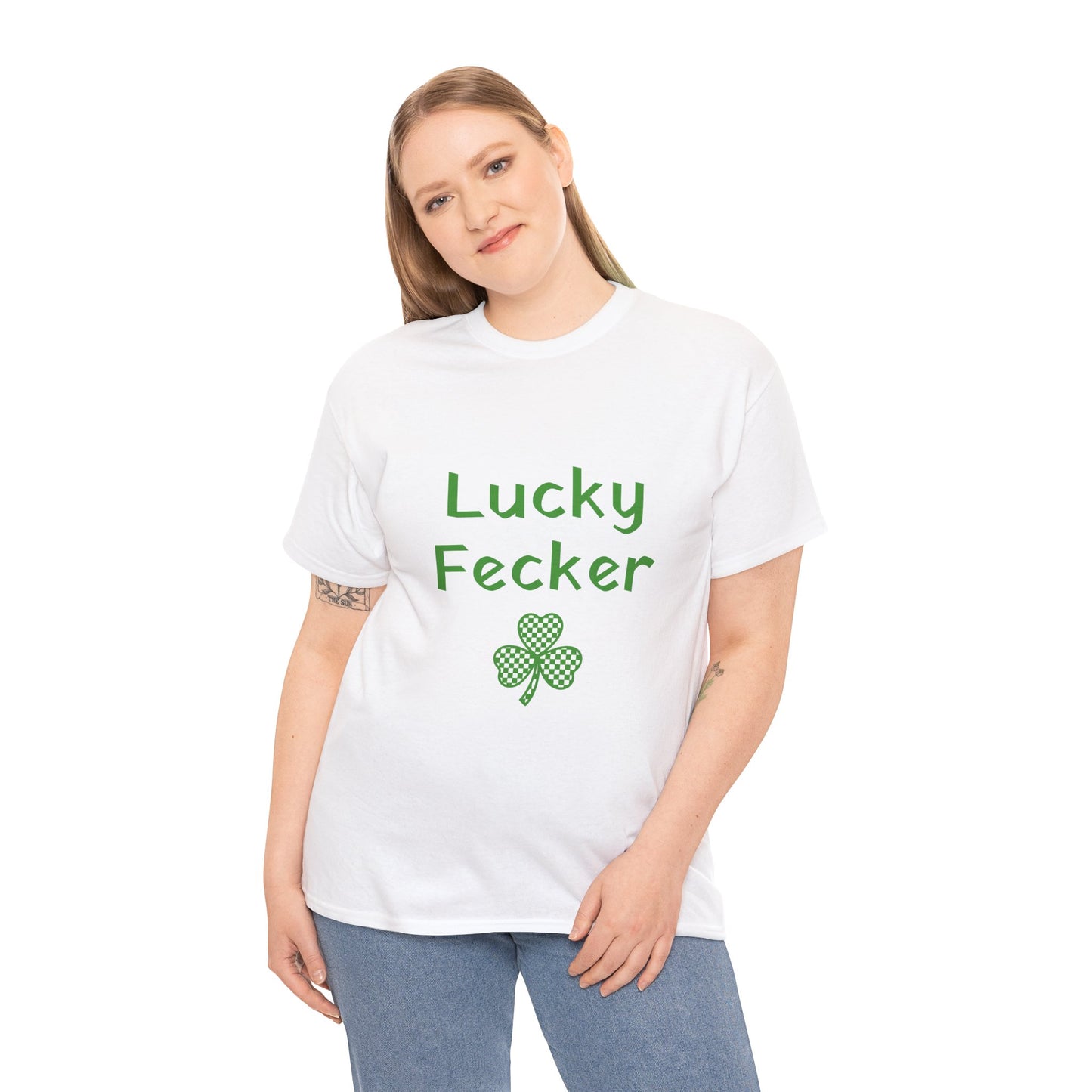 Irish Humor Unisex Heavy Cotton Tee - "Lucky Fecker"