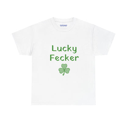 Irish Humor Unisex Heavy Cotton Tee - "Lucky Fecker"