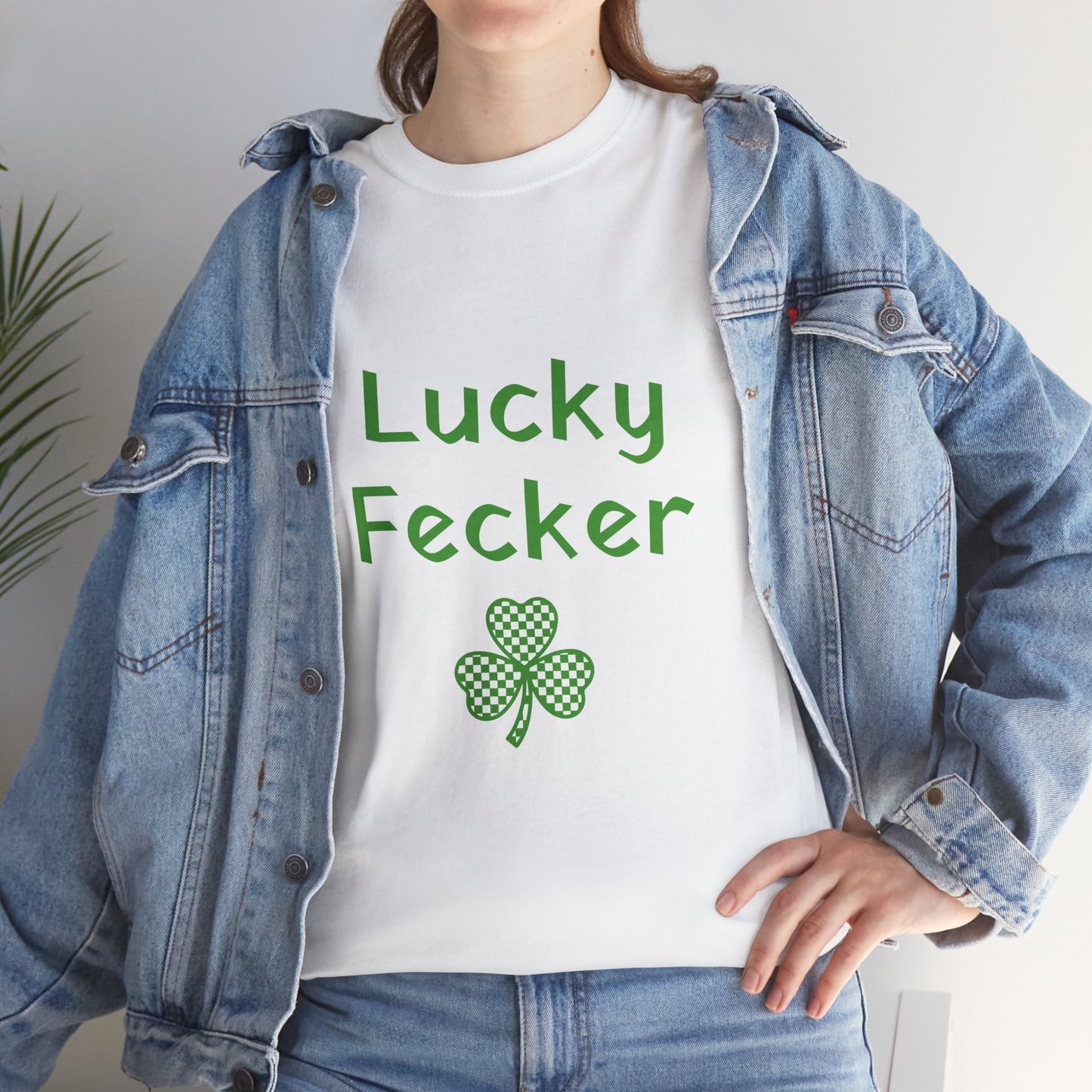 Irish Humor Unisex Heavy Cotton Tee - "Lucky Fecker"