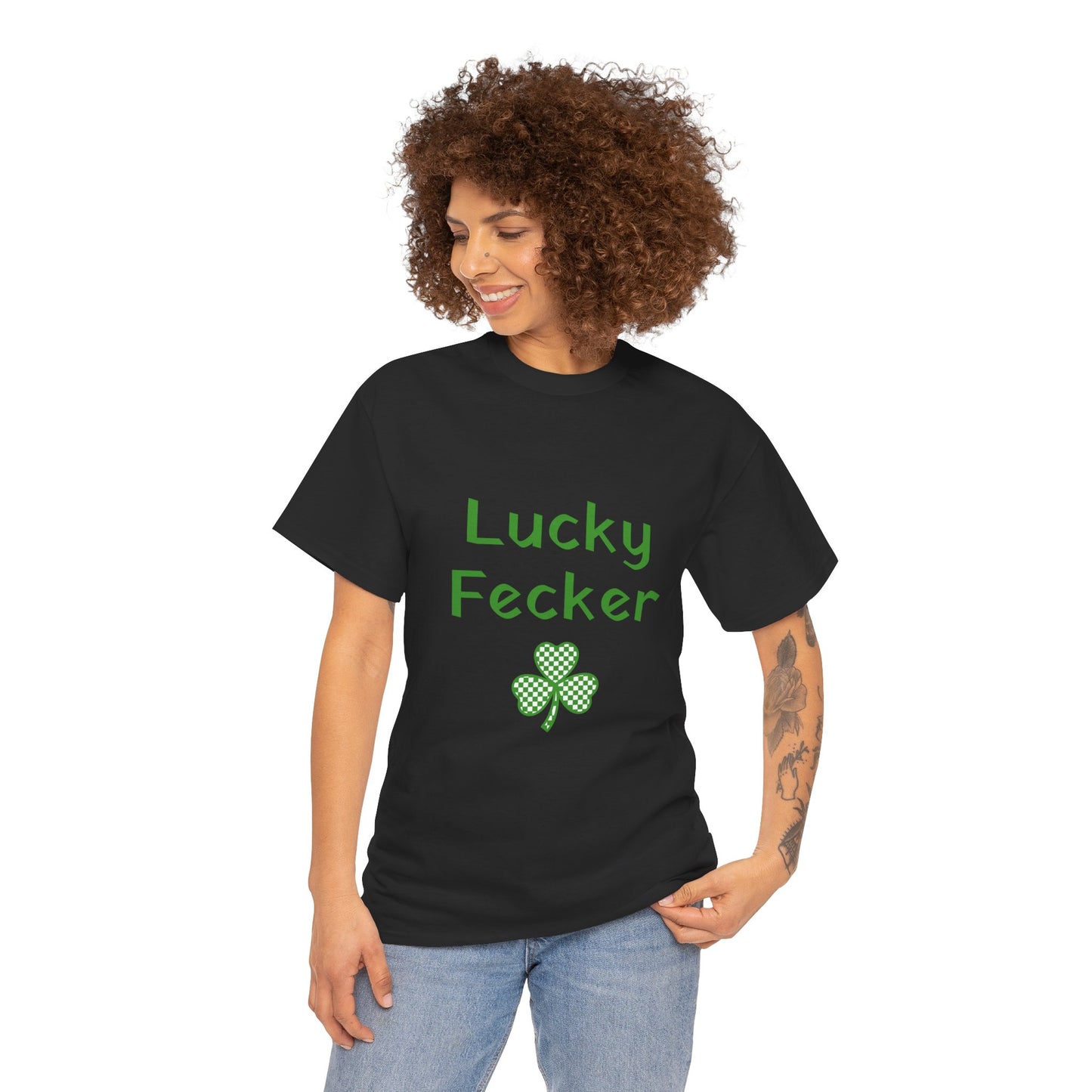 Irish Humor Unisex Heavy Cotton Tee - "Lucky Fecker"