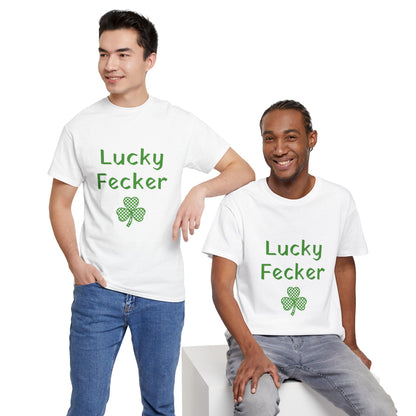 Irish Humor Unisex Heavy Cotton Tee - "Lucky Fecker"