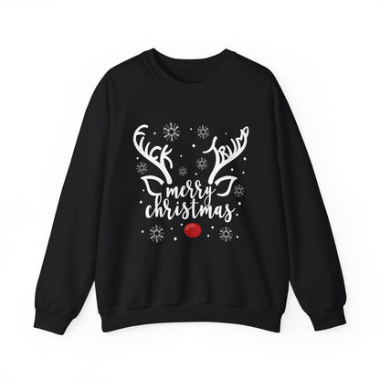 Christmas Reindeer Sweatshirt – "Merry Christmas" Rudolph Red Nose Holiday Crewneck With Special Message