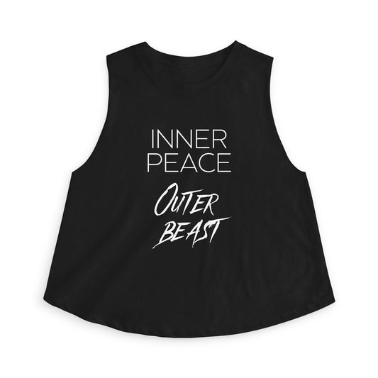 Women’s Crop Top — “Inner Peace Outer Beast” Yoga & Workout Tank