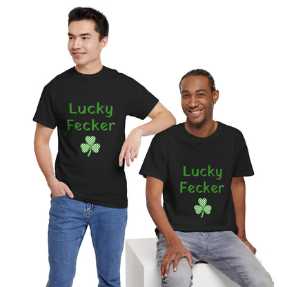 Irish Humor Unisex Heavy Cotton Tee - "Lucky Fecker"