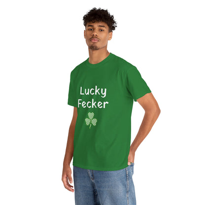 Irish Humor Unisex Heavy Cotton Tee - "Lucky Fecker"