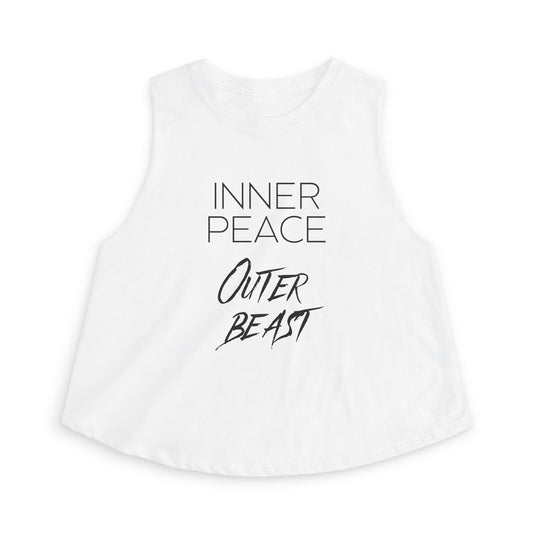 Women’s Crop Top — “Inner Peace Outer Beast” Yoga & Workout Tank