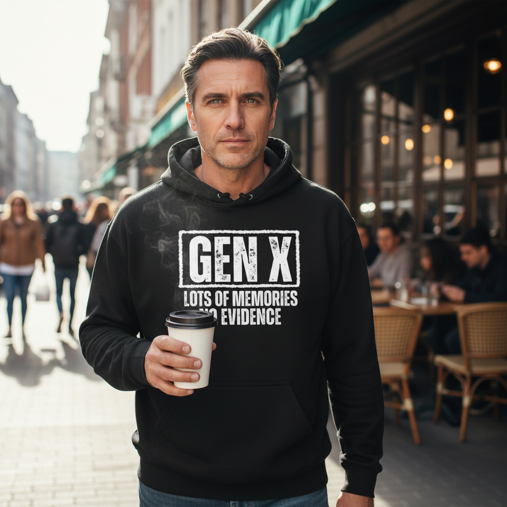 GEN X Nostalgic Hooded Sweatshirt - Lots of Memories No Evidence